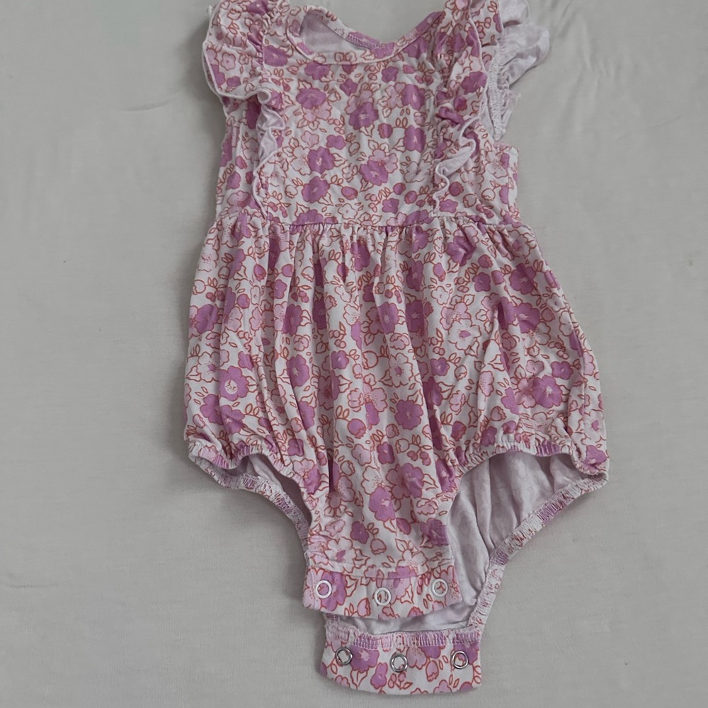 Caden Lane Floral Baby Outfit - Pink and Orange